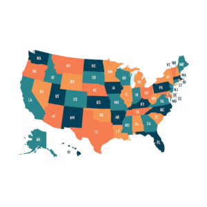 Graphic showing the different states in the united states.